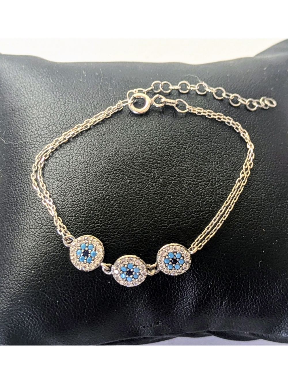 Sterling Silver Evil Eye Turkish Greek Mati Nazar Childs Bracelet 5.5-6.5"